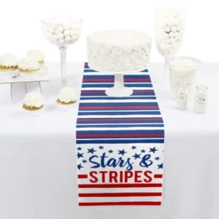 Big Dot Of Happiness Stars & Stripes - Petite Memorial Day, 4th Of July And Labor Day USA Patriotic Party Paper Table Runner - 12 X 60 Inches