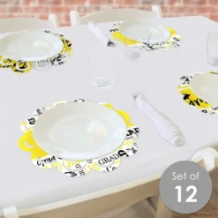 Big Dot Of Happiness Yellow Grad - Best Is Yet To Come - Yellow Graduation Party Round Table Decorations - Paper Chargers - Place Setting For 12