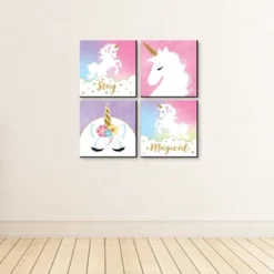 Big Dot Of Happiness Rainbow Unicorn - Kids Room, Nursery Decor And Home Decor - 11 X 11 Inches Nursery Wall Art - Set Of 4 Prints For Baby's Room -Nursery Decor Store GUEST 612086c2 4e5b 452b b684 9ec14e381748