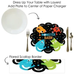 Big Dot Of Happiness Monster Bash - Little Monster Birthday Party Or Baby Shower Round Table Decorations - Paper Chargers - Place Setting For 12 -Nursery Decor Store GUEST 63a55069 5f80 4e72 94f2 741d78dc5929