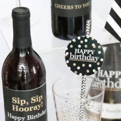 Big Dot Of Happiness Adult Happy Birthday - Gold - Paper Straw Decor - Birthday Party Striped Decorative Straws - Set Of 24 -Nursery Decor Store GUEST 645ec00e 7613 4802 a6d7 158cf7007c32