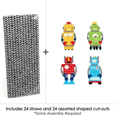 Big Dot Of Happiness Gear Up Robots - Paper Straw Decor - Birthday Party Or Baby Shower Striped Decorative Straws - Set Of 24 2 Big Dot Of Happiness Gear Up Robots - Paper Straw Decor - Birthday Party Or Baby Shower Striped Decorative Straws - Set Of 24 - Image 2