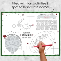 Big Dot Of Happiness End Zone - Football - Paper Birthday Party Coloring Sheets - Activity Placemats - Set Of 16