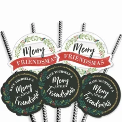 Big Dot Of Happiness Rustic Merry Friendsmas - Paper Straw Decor - Friends Christmas Party Striped Decorative Straws - Set Of 24 -Nursery Decor Store GUEST 69362c8b 82f3 4a5c 8ad8 4fc8e86458c3