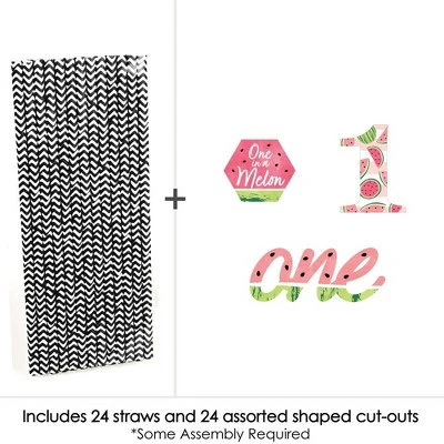 Big Dot Of Happiness 1st Birthday One In A Melon - Paper Straw Decor - Fruit First Birthday Party Striped Decorative Straws - Set Of 24 2 Big Dot Of Happiness 1st Birthday One In A Melon - Paper Straw Decor - Fruit First Birthday Party Striped Decorative Straws - Set Of 24 - Image 2