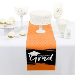 Big Dot Of Happiness Orange Grad - Best Is Yet To Come - Petite Orange Graduation Party Paper Table Runner - 12 X 60 Inches