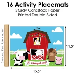 Big Dot Of Happiness Farm Animals - Paper Barnyard Birthday Party Coloring Sheets - Activity Placemats - Set Of 16 -Nursery Decor Store GUEST 6c36adc1 4fee 4d4a 9a90 d164aec7ec0a