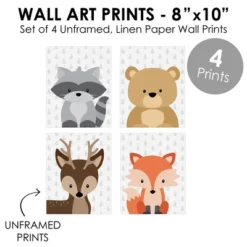 Big Dot Of Happiness Woodland Creatures - Unframed Forest Animals Nursery And Kids Room Linen Paper Wall Art - Set Of 4 - Artisms - 8 X 10 Inches -Nursery Decor Store GUEST 70d8fb8d 4397 49bf b4f8 86f5fa670e6a