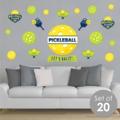 Big Dot Of Happiness Let’s Rally - Pickleball - Peel And Stick Sports Decor Vinyl Wall Art Stickers - Wall Decals - Set Of 20
