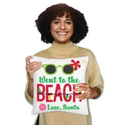 Big Dot Of Happiness Tropical Christmas - Beach Santa Holiday Party Home Decorative Canvas Cushion Case - Throw Pillow Cover - 16 X 16 Inches -Nursery Decor Store GUEST 710eefe5 11fb 4b1e bac5 f545a8883373