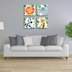 Big Dot Of Happiness Jungle Party Animals - Safari Animal Kids Room, Nursery & Home Decor - 11 X 11 Inches Wall Art - Set Of 4 Prints For Baby's Room -Nursery Decor Store GUEST 7250d980 e3ab 479b a91c 929ccd71e49b