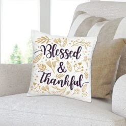 Big Dot Of Happiness Elegant Thankful For Friends - Friendsgiving Thanksgiving Party Home Decorative Canvas Cushion Case Throw Pillow Cover 16" X 16"