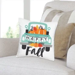 Big Dot Of Happiness Happy Fall Truck - Harvest Pumpkin Party Home Decorative Canvas Cushion Case - Throw Pillow Cover - 16 X 16 Inches