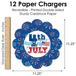 Big Dot Of Happiness Firecracker 4th Of July - Red, White And Royal Blue Party Round Table Decorations - Paper Chargers - Place Setting For 12 -Nursery Decor Store GUEST 75203e9f e745 470c 84c7 4acbb868a28b