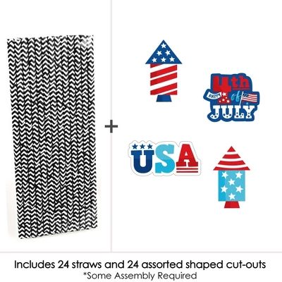 Big Dot Of Happiness Firecracker 4th Of July - Paper Straw Decor - Red, White And Royal Blue Party Striped Decorative Straws - Set Of 24 2 Big Dot Of Happiness Firecracker 4th Of July - Paper Straw Decor - Red, White And Royal Blue Party Striped Decorative Straws - Set Of 24 - Image 2