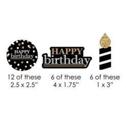 Big Dot Of Happiness Adult Happy Birthday - Gold - Paper Straw Decor - Birthday Party Striped Decorative Straws - Set Of 24