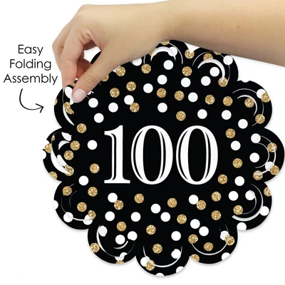 Big Dot Of Happiness Adult 100th Birthday - Gold - Birthday Party Round Table Decorations - Paper Chargers - Place Setting For 12 3 Big Dot Of Happiness Adult 100th Birthday - Gold - Birthday Party Round Table Decorations - Paper Chargers - Place Setting For 12 - Image 3