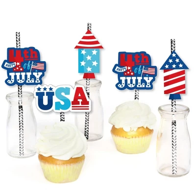 Big Dot Of Happiness Firecracker 4th Of July - Paper Straw Decor - Red, White And Royal Blue Party Striped Decorative Straws - Set Of 24 3 Big Dot Of Happiness Firecracker 4th Of July - Paper Straw Decor - Red, White And Royal Blue Party Striped Decorative Straws - Set Of 24 - Image 3