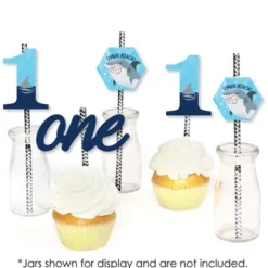 Big Dot Of Happiness 1st Birthday Shark Zone - Paper Straw Decor - Jawsome Shark First Birthday Party Striped Decorative Straws - Set Of 24 -Nursery Decor Store GUEST 766703f8 91cf 43c5 83e2 6c9568ad7cc9