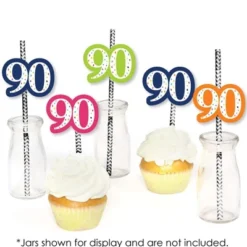 Big Dot Of Happiness 90th Birthday - Cheerful Happy Birthday - Paper Straw Decor - Ninetieth Birthday Party Striped Decorative Straws - Set Of 24 -Nursery Decor Store GUEST 7b9176e4 816d 4b4f af63 5a33784fc8d3