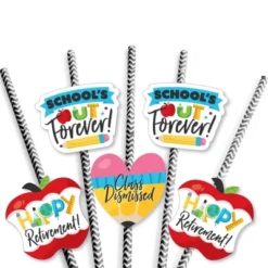 Big Dot Of Happiness Teacher Retirement - Paper Straw Decor - Happy Retirement Party Striped Decorative Straws - Set Of 24 7 Big Dot Of Happiness Teacher Retirement - Paper Straw Decor - Happy Retirement Party Striped Decorative Straws - Set Of 24 -Nursery Decor Store GUEST 7c704d5e fc0a 444a 96d9 93d8958e05fc