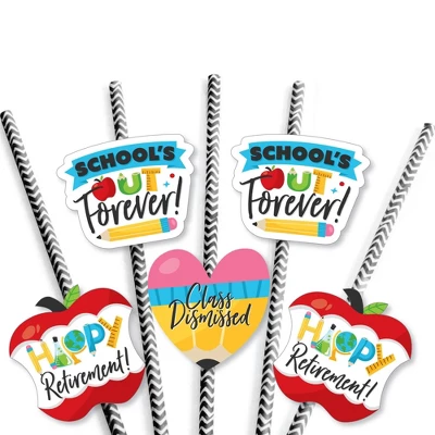 Big Dot Of Happiness Teacher Retirement - Paper Straw Decor - Happy Retirement Party Striped Decorative Straws - Set Of 24 4 Big Dot Of Happiness Teacher Retirement - Paper Straw Decor - Happy Retirement Party Striped Decorative Straws - Set Of 24 - Image 4
