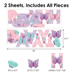 Big Dot Of Happiness Beautiful Butterfly - Peel And Stick Floral Birthday Party Large Banner Wall Decals - Happy Birthday -Nursery Decor Store GUEST 7cd297f9 3fc4 49de 81fb 77939a61bb35