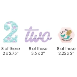 Big Dot Of Happiness 2nd Birthday Let's Be Mermaids - Paper Straw Decor - Second Birthday Party Striped Decorative Straws - Set Of 24