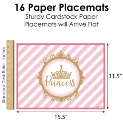 Big Dot Of Happiness Little Princess Crown - Party Table Decorations - Pink And Gold Princess Baby Shower Or Birthday Party Placemats - Set Of 16 -Nursery Decor Store GUEST 7db314b5 6a88 46f4 a81b e2986afbb0fb