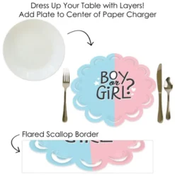 Big Dot Of Happiness Baby Gender Reveal - Team Boy Or Girl Party Round Table Decorations - Paper Chargers - Place Setting For 12 -Nursery Decor Store GUEST 7def4c1e 6ca8 4115 b228 4cb4528a55a7