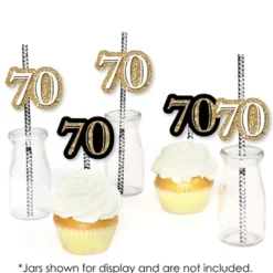 Big Dot Of Happiness Adult 70th Birthday - Gold - Paper Straw Decor - Birthday Party Striped Decorative Straws - Set Of 24 -Nursery Decor Store GUEST 7dff761a bc8e 45aa b18e 74de6f5cc9e4