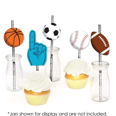 Big Dot Of Happiness Go, Fight, Win - Sports - Paper Straw Decor - Baby Shower Or Birthday Party Striped Decorative Straws - Set Of 24 3 Big Dot Of Happiness Go, Fight, Win - Sports - Paper Straw Decor - Baby Shower Or Birthday Party Striped Decorative Straws - Set Of 24 - Image 3