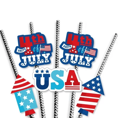 Big Dot Of Happiness Firecracker 4th Of July - Paper Straw Decor - Red, White And Royal Blue Party Striped Decorative Straws - Set Of 24 4 Big Dot Of Happiness Firecracker 4th Of July - Paper Straw Decor - Red, White And Royal Blue Party Striped Decorative Straws - Set Of 24 - Image 4