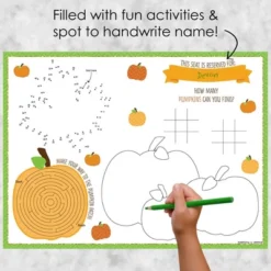 Big Dot Of Happiness Pumpkin Patch - Paper Fall, Halloween Or Thanksgiving Party Coloring Sheets - Activity Placemats - Set Of 16