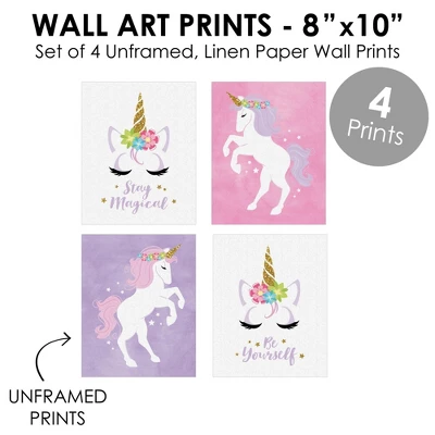 Big Dot Of Happiness Rainbow Unicorn - Unframed Magical Unicorn Nursery And Kids Room Linen Paper Wall Art - Set Of 4 - Artisms - 8 X 10 Inches 3 Big Dot Of Happiness Rainbow Unicorn - Unframed Magical Unicorn Nursery And Kids Room Linen Paper Wall Art - Set Of 4 - Artisms - 8 X 10 Inches - Image 3