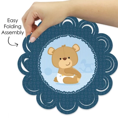 Big Dot Of Happiness Baby Boy Teddy Bear - Baby Shower Round Table Decorations - Paper Chargers - Place Setting For 12 3 Big Dot Of Happiness Baby Boy Teddy Bear - Baby Shower Round Table Decorations - Paper Chargers - Place Setting For 12 - Image 3