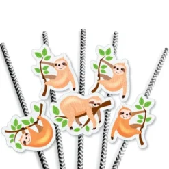 Big Dot Of Happiness Let's Hang - Sloth - Paper Straw Decor - Baby Shower Or Birthday Party Striped Decorative Straws - Set Of 24 8 Big Dot Of Happiness Let's Hang - Sloth - Paper Straw Decor - Baby Shower Or Birthday Party Striped Decorative Straws - Set Of 24 -Nursery Decor Store GUEST 8a17b6c6 278c 4d44 b863 a65336813d72