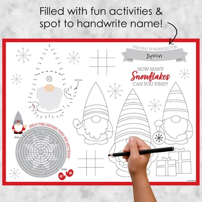 Big Dot Of Happiness Christmas Gnomes - Paper Holiday Party Coloring Sheets - Activity Placemats - Set Of 16 1 Big Dot Of Happiness Christmas Gnomes - Paper Holiday Party Coloring Sheets - Activity Placemats - Set Of 16