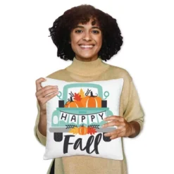 Big Dot Of Happiness Happy Fall Truck - Harvest Pumpkin Party Home Decorative Canvas Cushion Case - Throw Pillow Cover - 16 X 16 Inches -Nursery Decor Store GUEST 8b9681f8 9ded 4cf1 8009 68fc65ad947d
