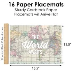 Big Dot Of Happiness World Awaits - Party Table Decorations - Travel Themed Party Placemats - Set Of 16 -Nursery Decor Store GUEST 8d111664 de02 4d7b 8fe4 80cb254d35a7