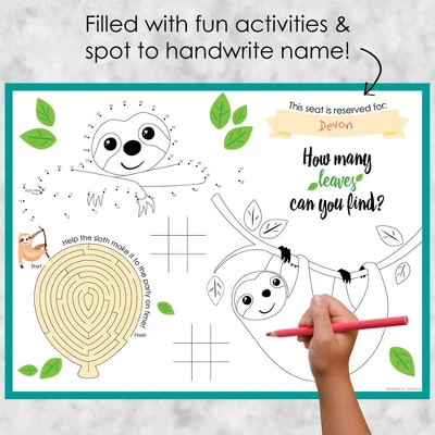 Big Dot Of Happiness Let's Hang - Sloth - Paper Birthday Party Coloring Sheets - Activity Placemats - Set Of 16 1 Big Dot Of Happiness Let's Hang - Sloth - Paper Birthday Party Coloring Sheets - Activity Placemats - Set Of 16