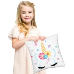 Big Dot Of Happiness Rainbow Unicorn - Magical Baby Shower Or Birthday Party Home Decorative Canvas Cushion Case - Throw Pillow Cover - 16 X 16 Inches -Nursery Decor Store GUEST 8e6db1f1 c8cd 4864 b23e 792026ddab76