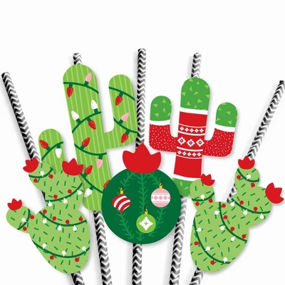 Big Dot Of Happiness Merry Cactus - Paper Straw Decor - Christmas Cactus Party Striped Decorative Straws - Set Of 24 4 Big Dot Of Happiness Merry Cactus - Paper Straw Decor - Christmas Cactus Party Striped Decorative Straws - Set Of 24 - Image 4