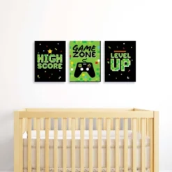 Big Dot Of Happiness Game Zone - Nursery Wall Art And Pixel Video Game Kids Room Decorations - Gift Ideas - 7.5 X 10 Inches - Set Of 3 Prints