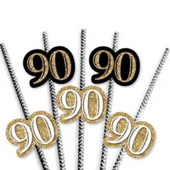 Big Dot Of Happiness Adult 90th Birthday - Gold - Paper Straw Decor - Birthday Party Striped Decorative Straws - Set Of 24 -Nursery Decor Store GUEST 927205b5 171b 4223 aacf 2c98fb5229f5