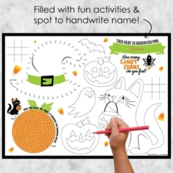 Big Dot Of Happiness Jack-O'-Lantern Halloween - Paper Kids Halloween Party Coloring Sheets - Activity Placemats - Set Of 16