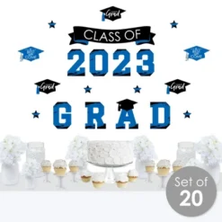 Big Dot Of Happiness Blue Class Of 2023 Graduation Party Wall Decals Set Of 20