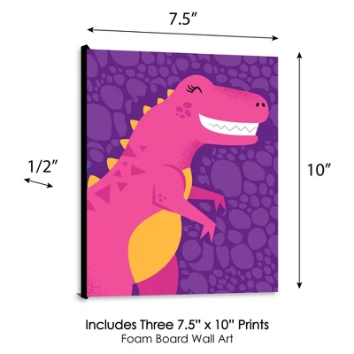 Big Dot Of Happiness Roar Dinosaur Girl - Dino Mite T-Rex Nursery Wall Art And Kids Room Decorations - Gift Ideas - 7.5 X 10 Inches - Set Of 3 Prints 3 Big Dot Of Happiness Roar Dinosaur Girl - Dino Mite T-Rex Nursery Wall Art And Kids Room Decorations - Gift Ideas - 7.5 X 10 Inches - Set Of 3 Prints - Image 3