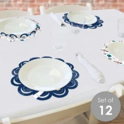 Big Dot Of Happiness Blast Off To Outer Space Rocket Ship Baby Shower Or Birthday Party Round Table Decorations - Paper Chargers Place Setting For 12