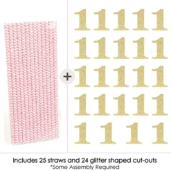 Big Dot Of Happiness Gold Glitter 1 Party Straws - No-Mess Real Gold Glitter Cut-Out Numbers & Decorative 1st Birthday Party Paper Straws - Set Of 24 -Nursery Decor Store GUEST 9db4913e ee80 4ccd b215 c88842b13e67